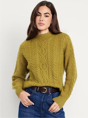 Old Navy Olive Cable Knit Turtleneck Sweater